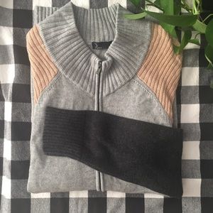 Gray color block cotten blend Sweater, XXL